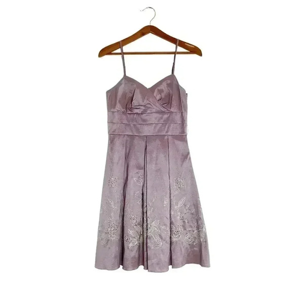 Vintage Oleg Cassini Dusty Rose Pleated Tea Dress Embroidered Women's Size 6 - Picture 1 of 6